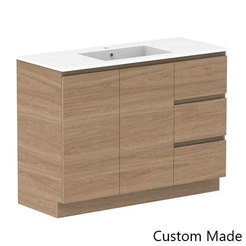 Glacier Lite Trio 1200mm Vanity, CastMarble Top, Bowl Options
