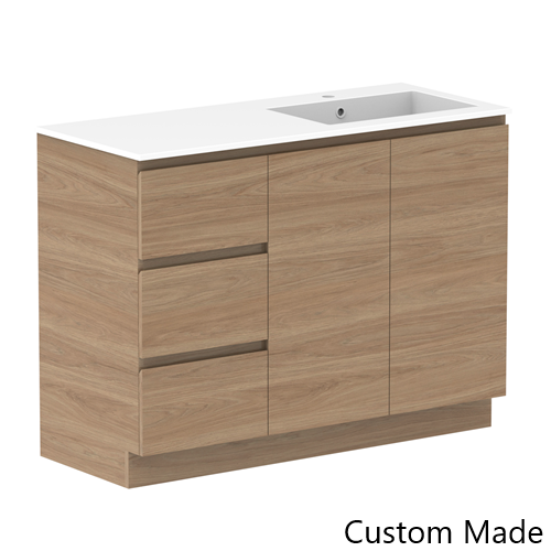 Glacier Lite Trio 1200mm Vanity, CastMarble Top, Bowl Options