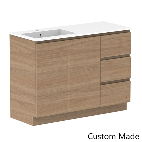 Glacier Lite Trio 1200mm Vanity, CastMarble Top, Bowl Options
