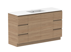 Glacier Lite Trio 1500mm Vanity, Centre Bowl, CastMarble Top