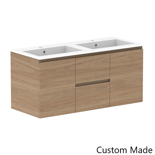 Glacier Lite 1200mm Twin Vanity, Double Bowl CastMarble Top