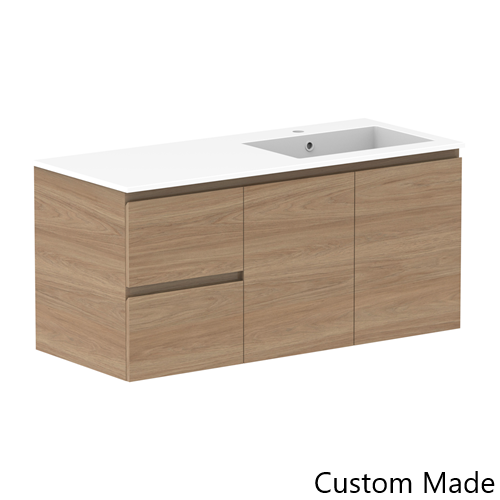 Glacier Lite 1200mm Twin Vanity, CastMarble Top, Bowl Options