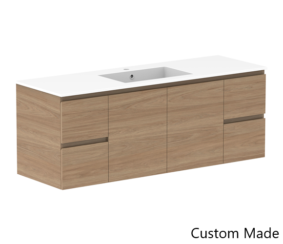 Glacier Lite 1500mm Twin Vanity, Centre Bowl CastMarble Top