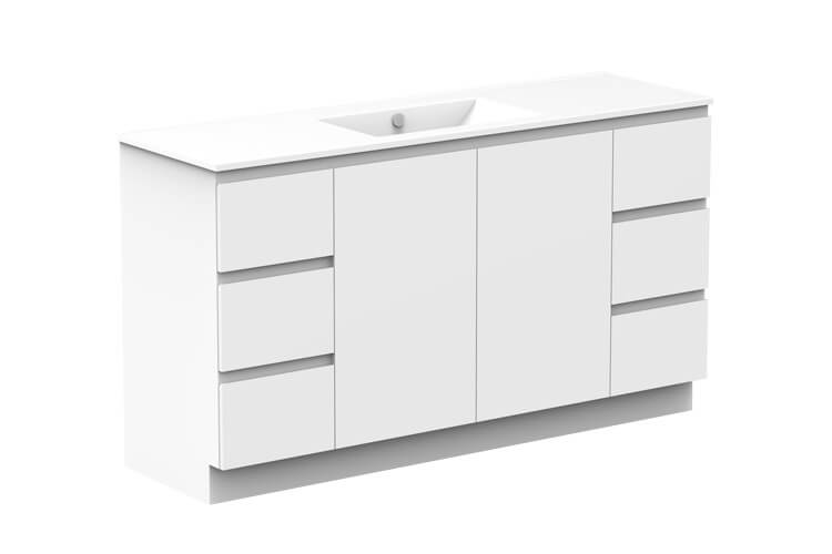 Glacier Lite Ceramic Trio Vanity 1500mm, Centre Bowl