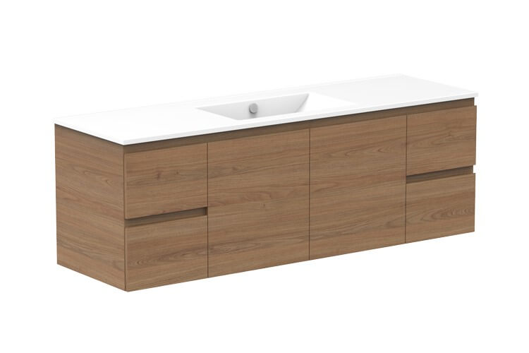 Glacier Lite Ceramic Twin Vanity 1500mm, Bowl Options