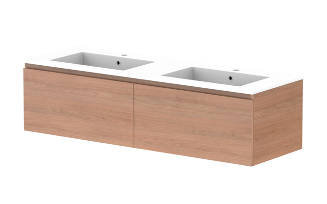 Glacier Lite All-Drawer Slim 1500mm, Double Bowl CastMarble Top
