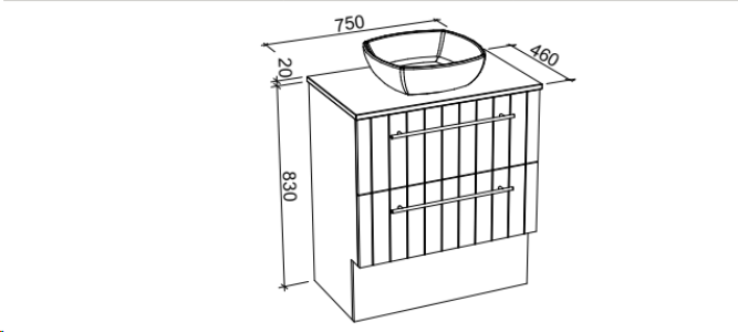 Timberline Henley 750mm Floorstanding Vanity with Ceramic Basin