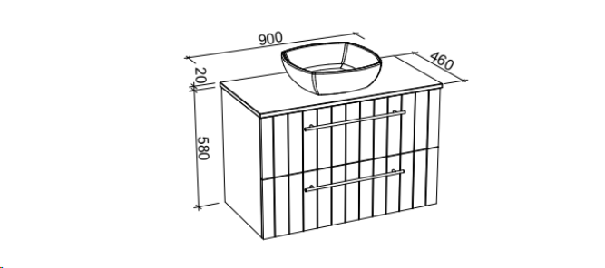 Timberline Thorne 900mm Wall Hung Vanity with Ceramic Basin