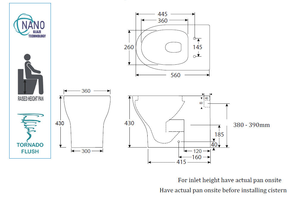 Geberit In Wall Package - Houston Raised Height Pan - Sigma 20 Round Button