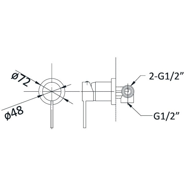 Huss Round Pin Lever Shower/Bath Mixer 35mm Cartridge Small Back Plate