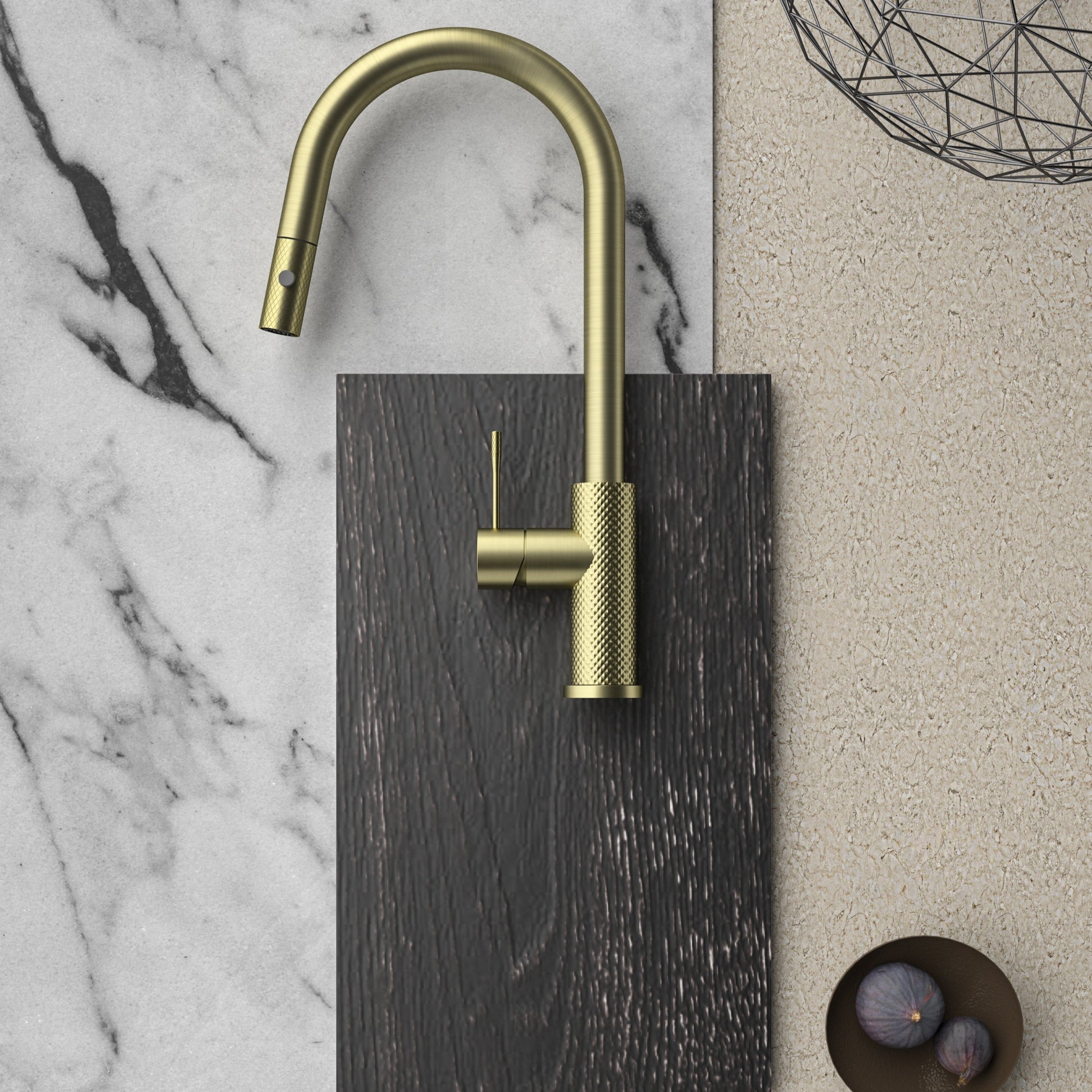 Nero Opal Pull Down Sink Mixer - Brushed Gold PVD, NR251908BG