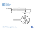 Greens Glint Overhead Wall Shower - Chrome