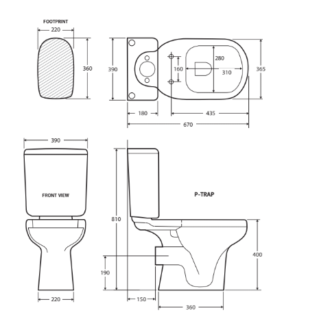 Liwa Close Coupled Toilet Suite - Ivory