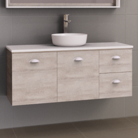 Manhattan 1200mm Wall Hung Vanity with SilkSurface Top and Basin, Single or Double