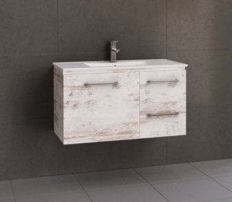 Manhattan 900mm Wall Hung Vanity with Moulded Top, Centre or Offset Bowl