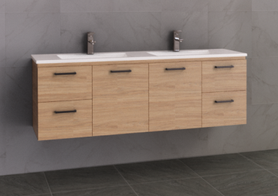 Manhattan 1500mm Wall Hung Double Bowl Vanity with Moulded Top