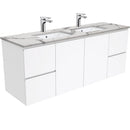 Fienza 1500mm Wall Hung Vanity Unit with Stone Top & Undermount Basin - Double Bowl
