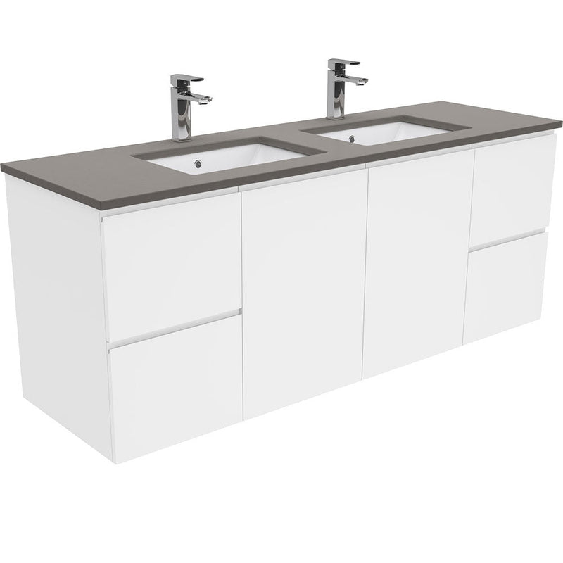 Fienza 1500mm Wall Hung Vanity Unit with Stone Top & Undermount Basin - Double Bowl