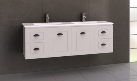 Manhattan Classic 1500mm Wall Hung Vanity, Double Bowl