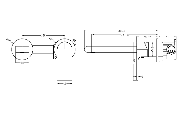 Nero Bianca Wall Mixer 200mm Spout Separate Backplates - Brushed Nickel / NR321509eBN