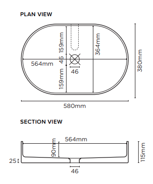 Nood Co Pill Oval Concrete Basin - Charcoal