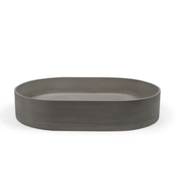 Nood Co Pill Oval Concrete Basin - Mid Tone Grey
