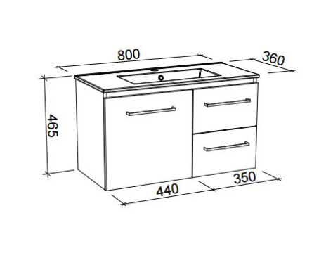 Timberline Florida Ensuite 800mm Wall Hung Vanity