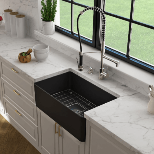 Turner Hastings Novi 76 x 46 Fireclay Single Butler Sink - Matte Black
