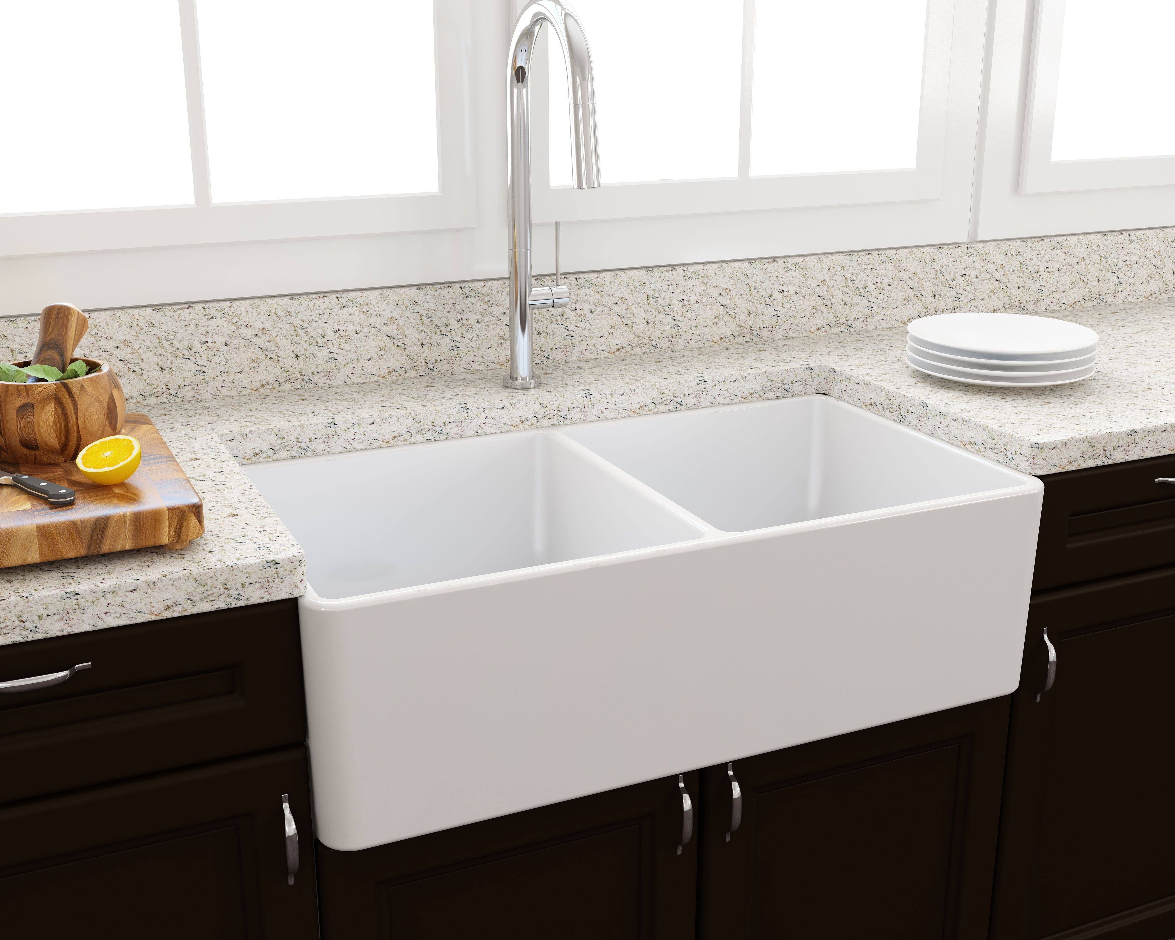 Turner Hastings Novi 85 x 46 Fireclay Double Butler Sink - White // NO85FS