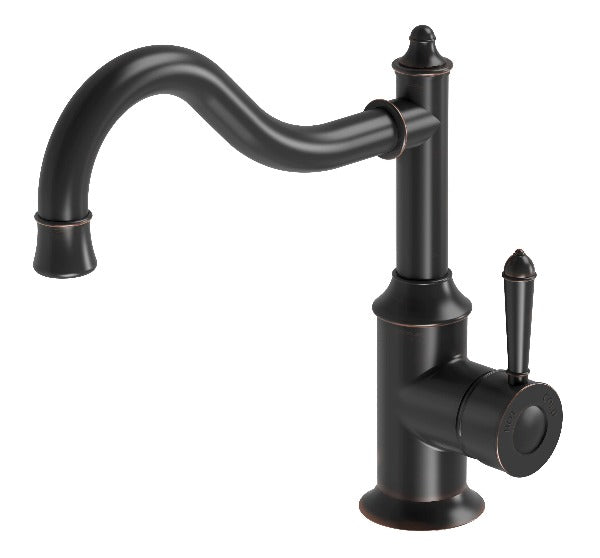 Phoenix Nostalgia Sink Mixer 220mm Shepherds Crook - Antique Black