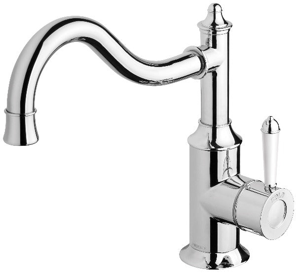 Phoenix Nostalgia Sink Mixer 220mm Shepherds Crook - Chrome & White
