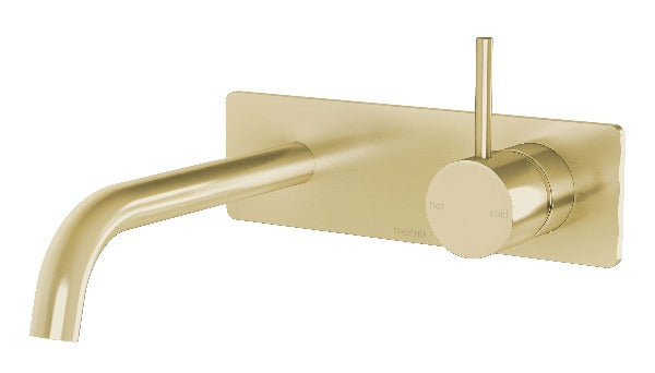 Phoenix Vivid Slimline Up Wall Basin/Bath Mixer Set - Brushed Gold