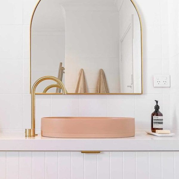 Nood Co Pill Oval Concrete Basin -Pastel Peach