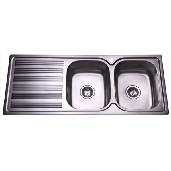 Porta Square Sink 1180x480 Double Bowl and Single Drainer Sink