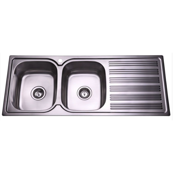 Porta Square Sink 1180x480 Double Bowl and Single Drainer Sink
