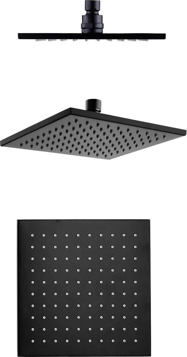 Blush Matt Black Square Shower Head Brass 200 x 200mm