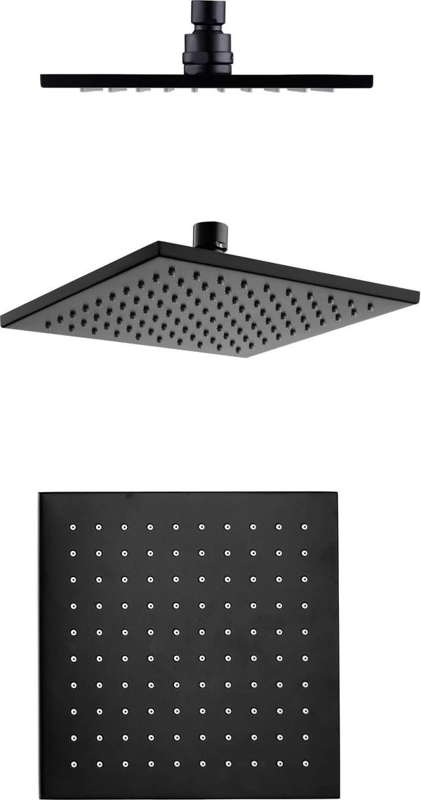 Sert 200x200mm Brass Shower Head, Matte Black