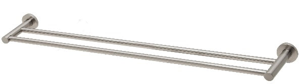 Radii Double Towel Rail 800mm Round Plate - Brushed Nickel