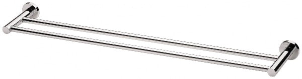 Radii Double Towel Rail 800mm Round Plate - Chrome