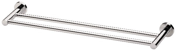 Radii Double Towel Rail 600mm Round Plate - Chrome