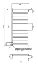 Radiant BRU-RTR02 Round Heated Ladder - 600 x 1100, Satin Brushed