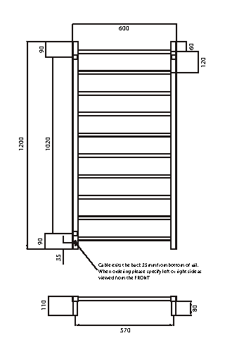 Radiant STR02 Square Heated Ladder 600 x 1200, Polished