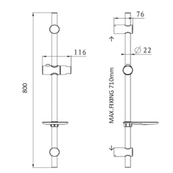 Collis Renovators 3 Function Hand Shower On Rail, Chrome