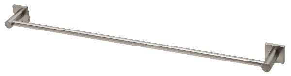 Radii Single Towel Rail 800mm Square Plate - Brushed Nickel