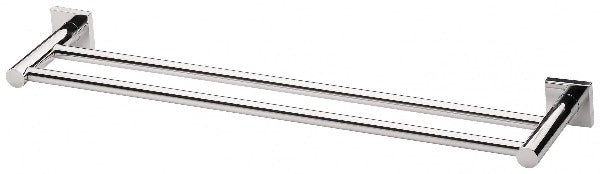 Radii Double Towel Rail 600mm Square Plate - Chrome