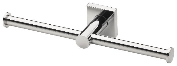 Radii Double Toilet Roll Holder Square Plate - Chrome