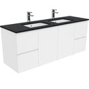 Fienza 1500mm Wall Hung Vanity Unit with Stone Top & Undermount Basin - Double Bowl