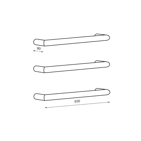 Radiant BSBRTR-650mm Single Round Heated Bar Matte Black