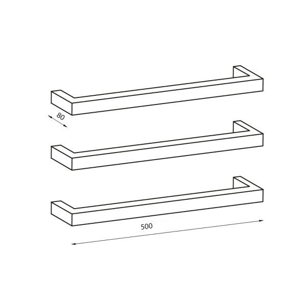 Radiant BSBSTR-500mm Single Square Heated Bar Matte Black