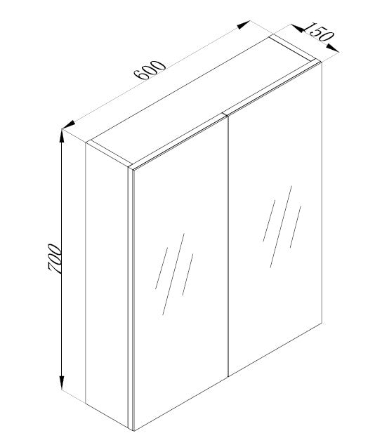 Scenery Pencil Edge Mirrored Shaving Cabinet 600mm